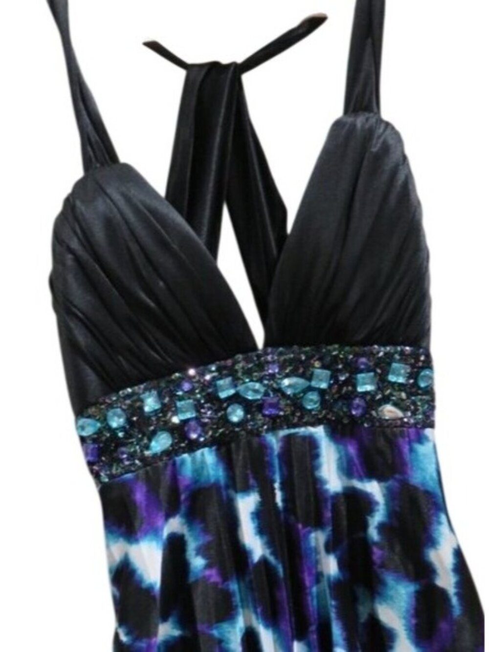 My Michelle Stunning Beaded Cocktail dress with criss cross back & jeweled waist